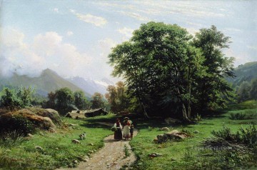 Artworks in 150 Subjects Painting - swiss landscape 1866 Ivan Ivanovich trees